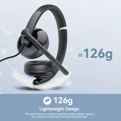 MEET Wired Headset with Microphone Call Center USB Headphones ENC Noise Cancelling Office Cable Earphones for Phone/PC Computer