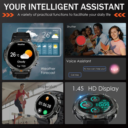 EIGIIS 2025 New Smart Watch KE3 3ATM Waterproof Sport Genuine Original Design Men Bluetooth Call Health Monitor With Flashlight
